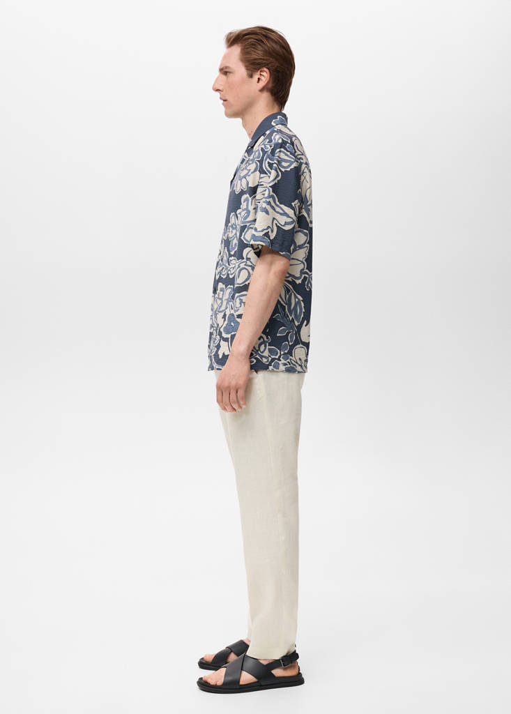 Slim-fit 100% linen trousers — Off White