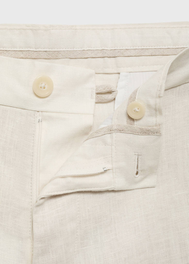 Slim-fit 100% linen trousers — Off White
