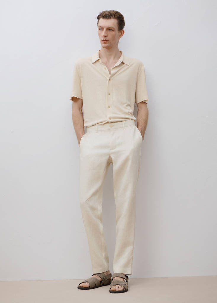 Slim-fit 100% linen trousers — Off White