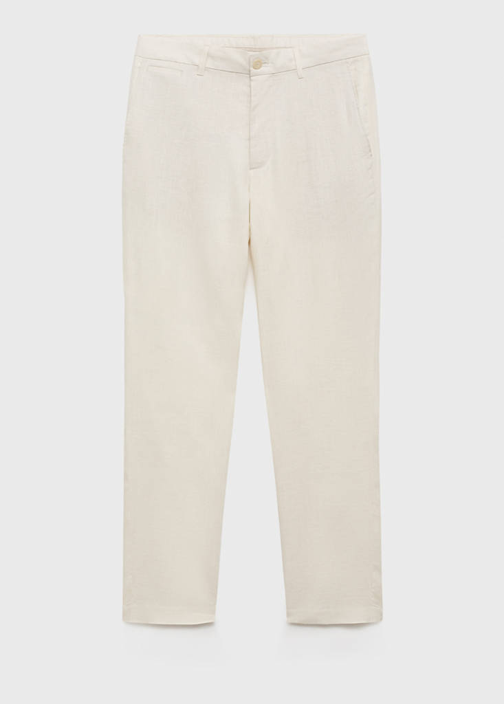 Slim-fit 100% linen trousers — Off White