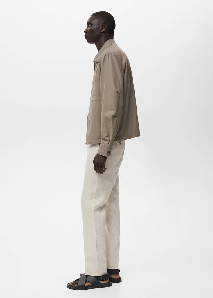 Slim-fit 100% linen trousers — Ecru