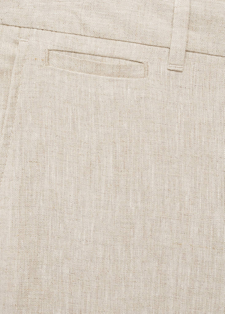 Slim-fit 100% linen trousers — Ecru