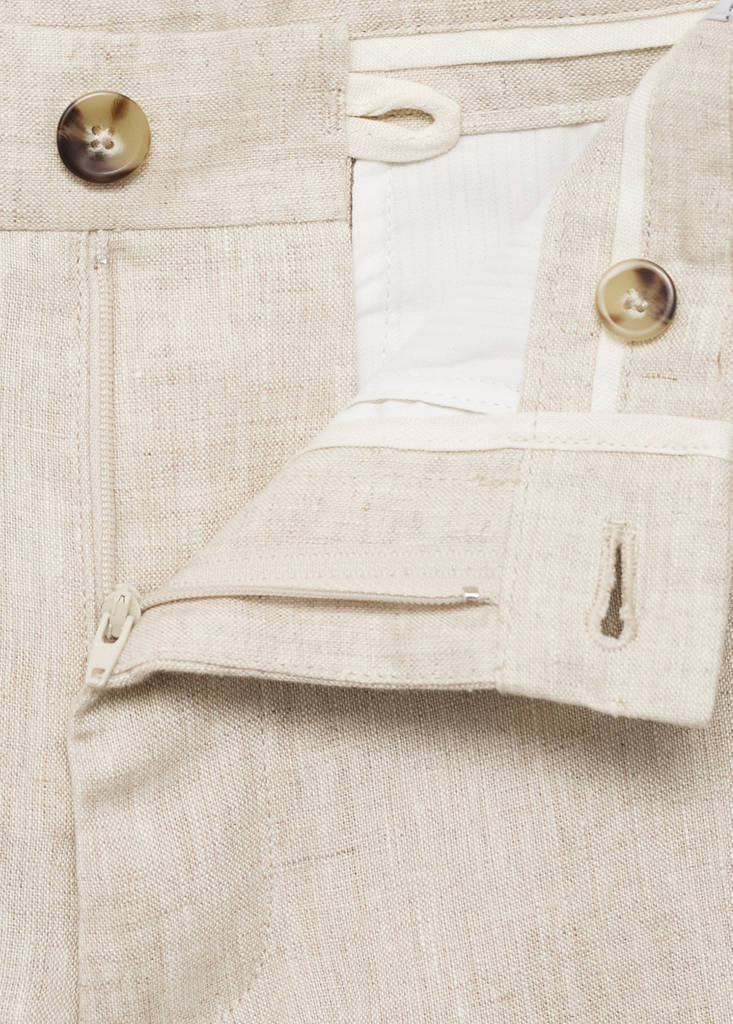 Slim-fit 100% linen trousers — Ecru