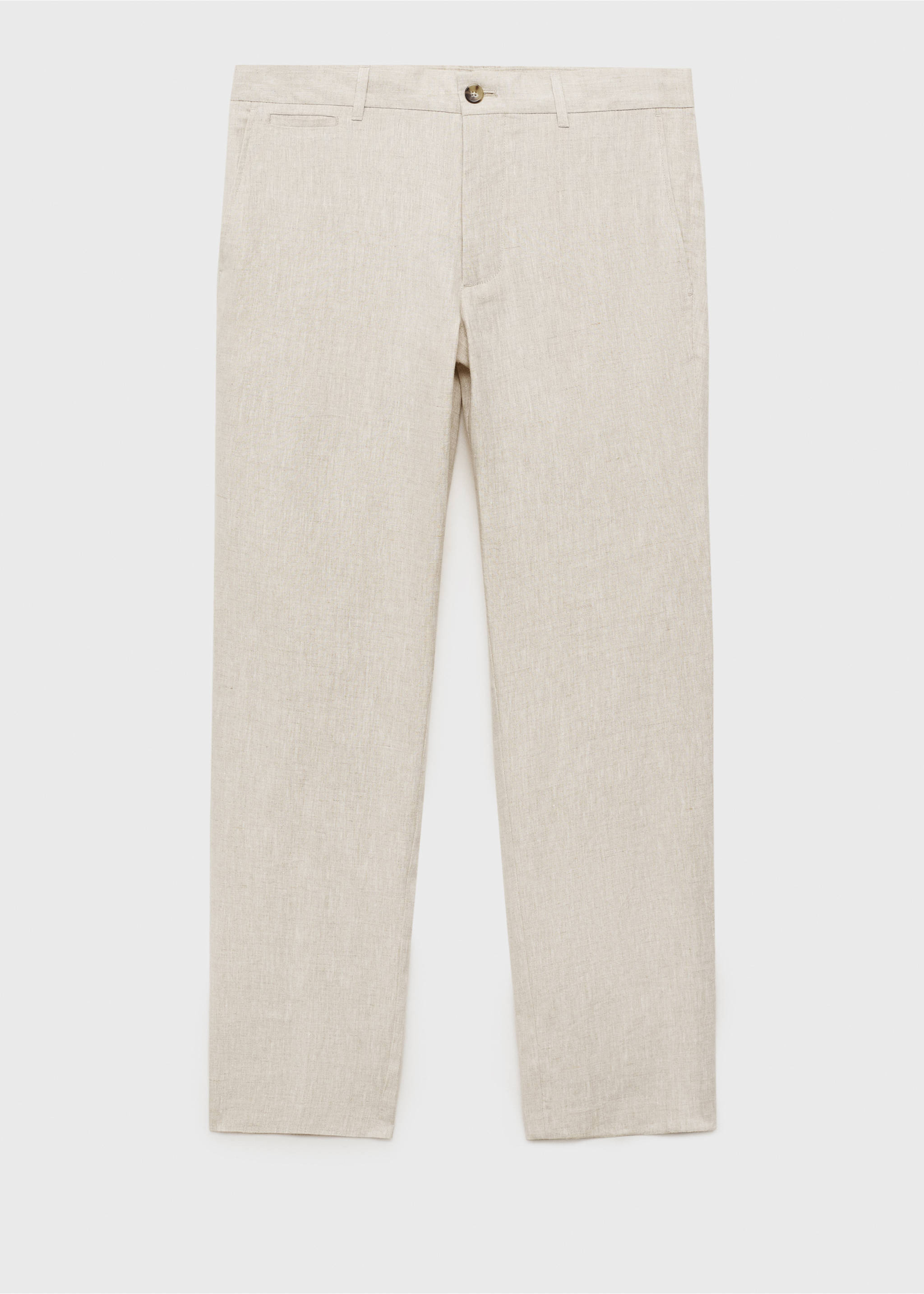 Slim-fit 100% linen pants - Article without model, Ecru. Ref: 17041143-00.