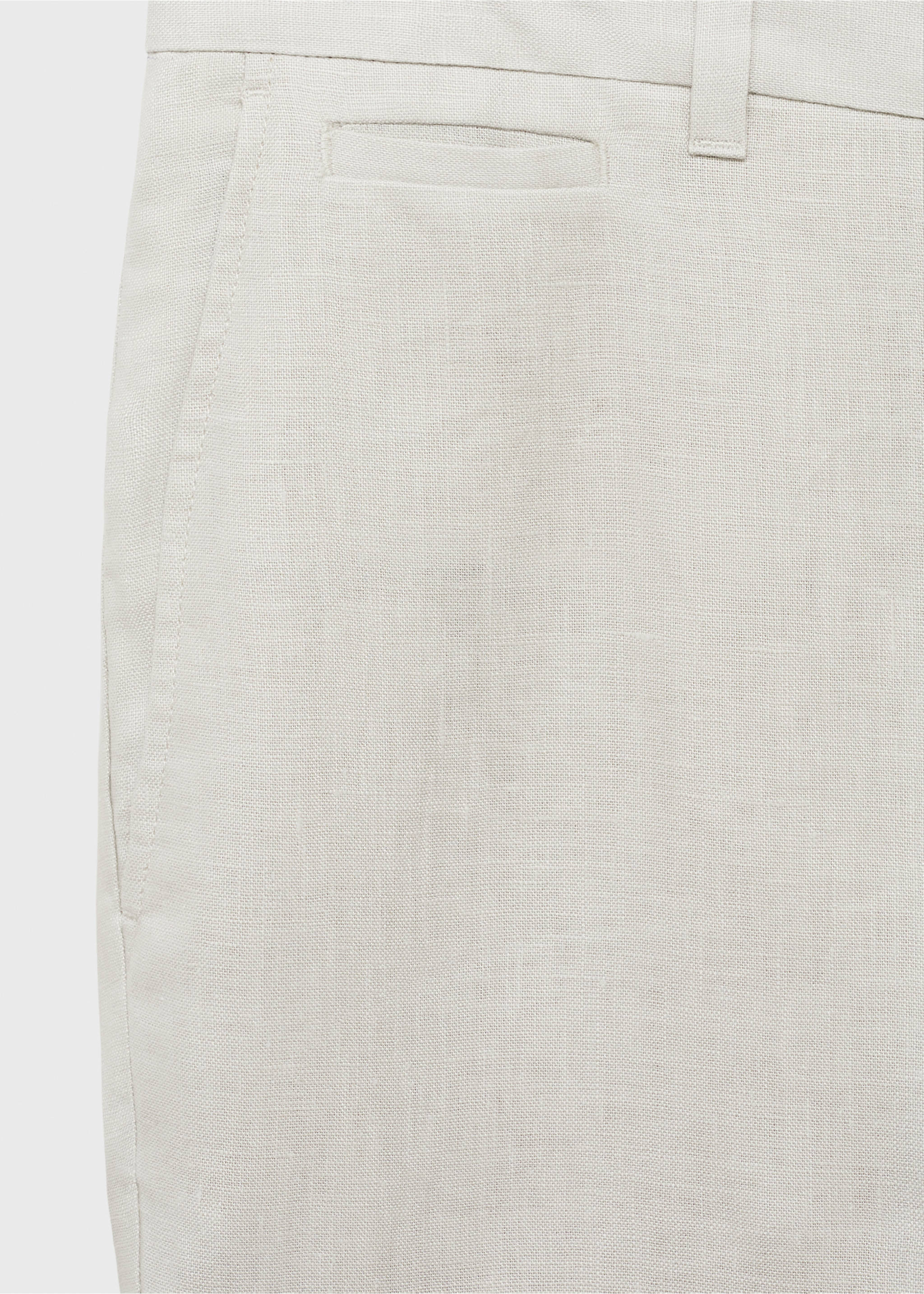Slim-fit 100% linen trousers - Details of the article 8, Sand. Ref: 17041143-00.
