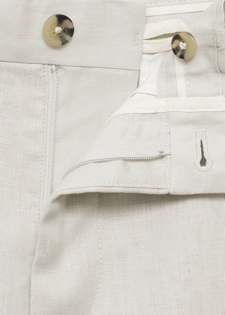 Slim-fit 100% linen trousers — Sand