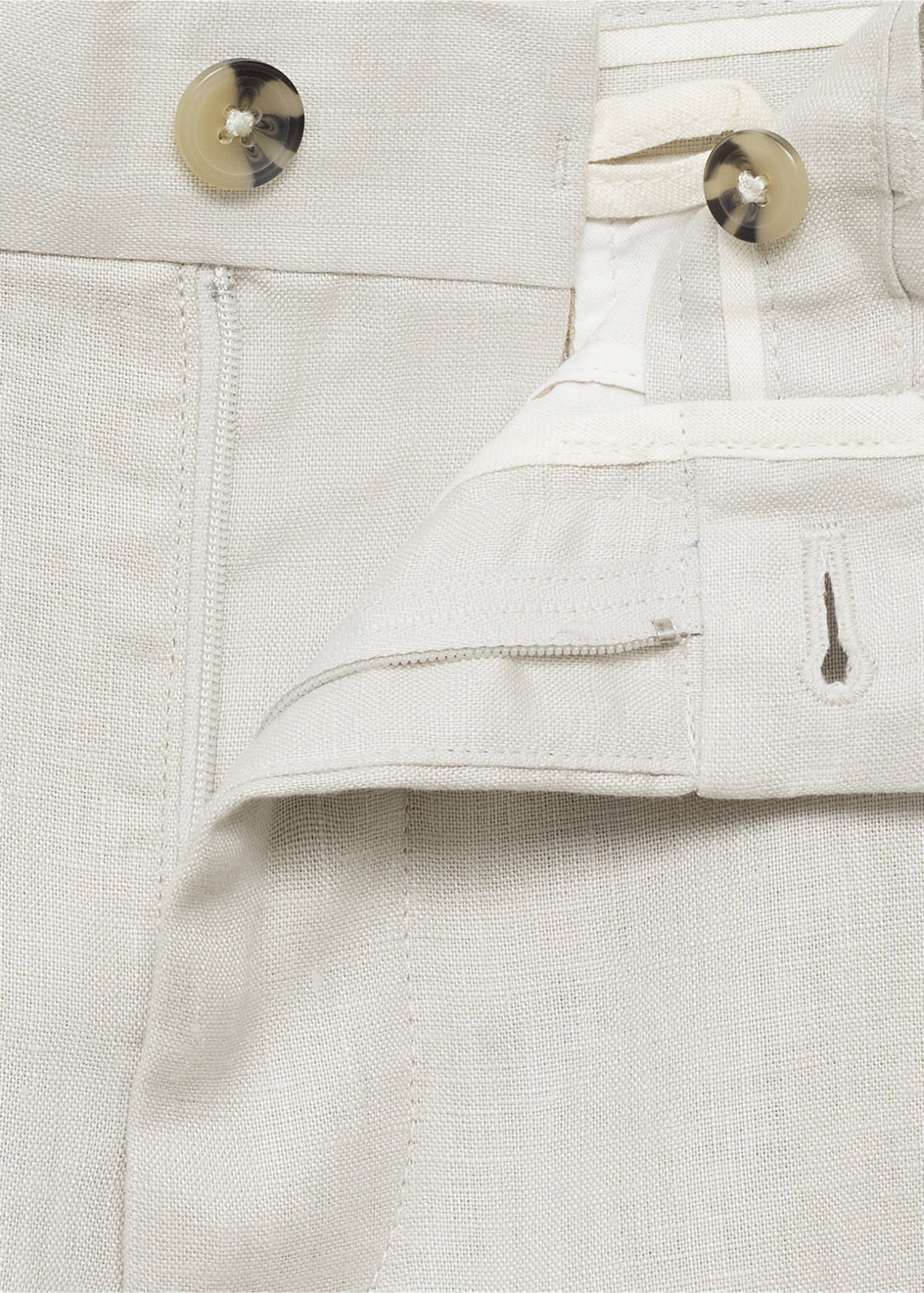 Slim-fit 100% linen trousers - Details of the article 0, Sand. Ref: 17041143-00.