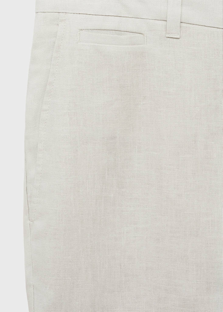 Slim-fit 100% linen trousers — Sand