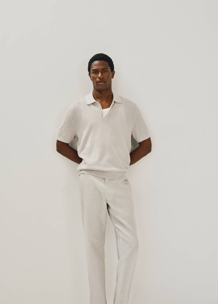 Slim-fit 100% linen trousers — Sand