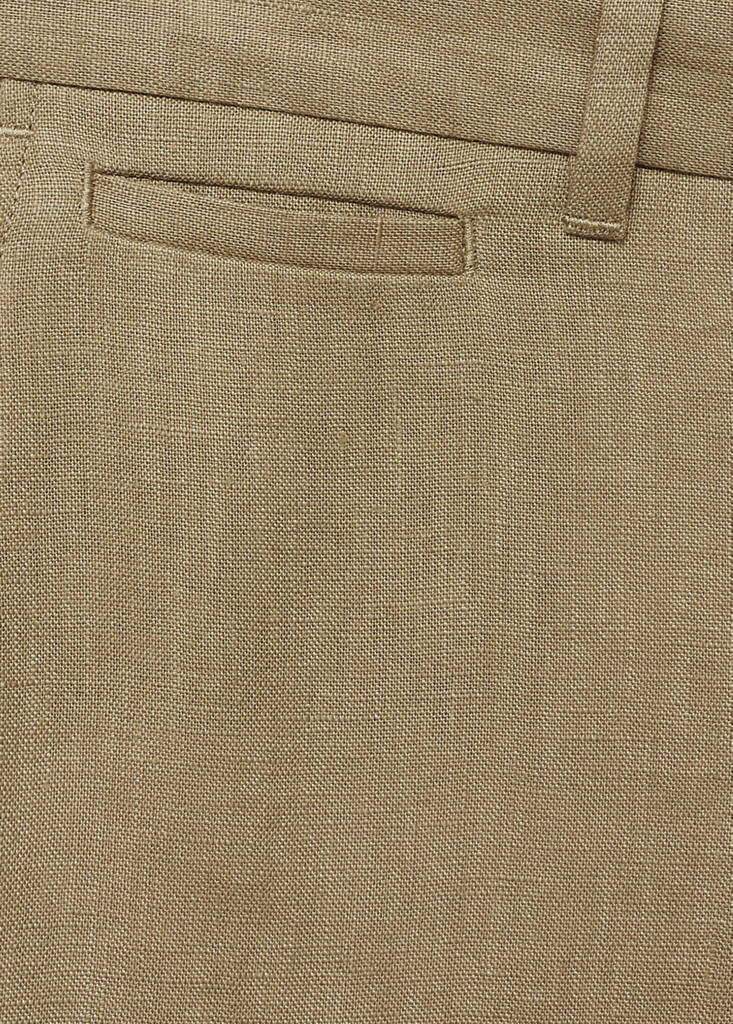 Slim-fit 100% linen trousers — Khaki