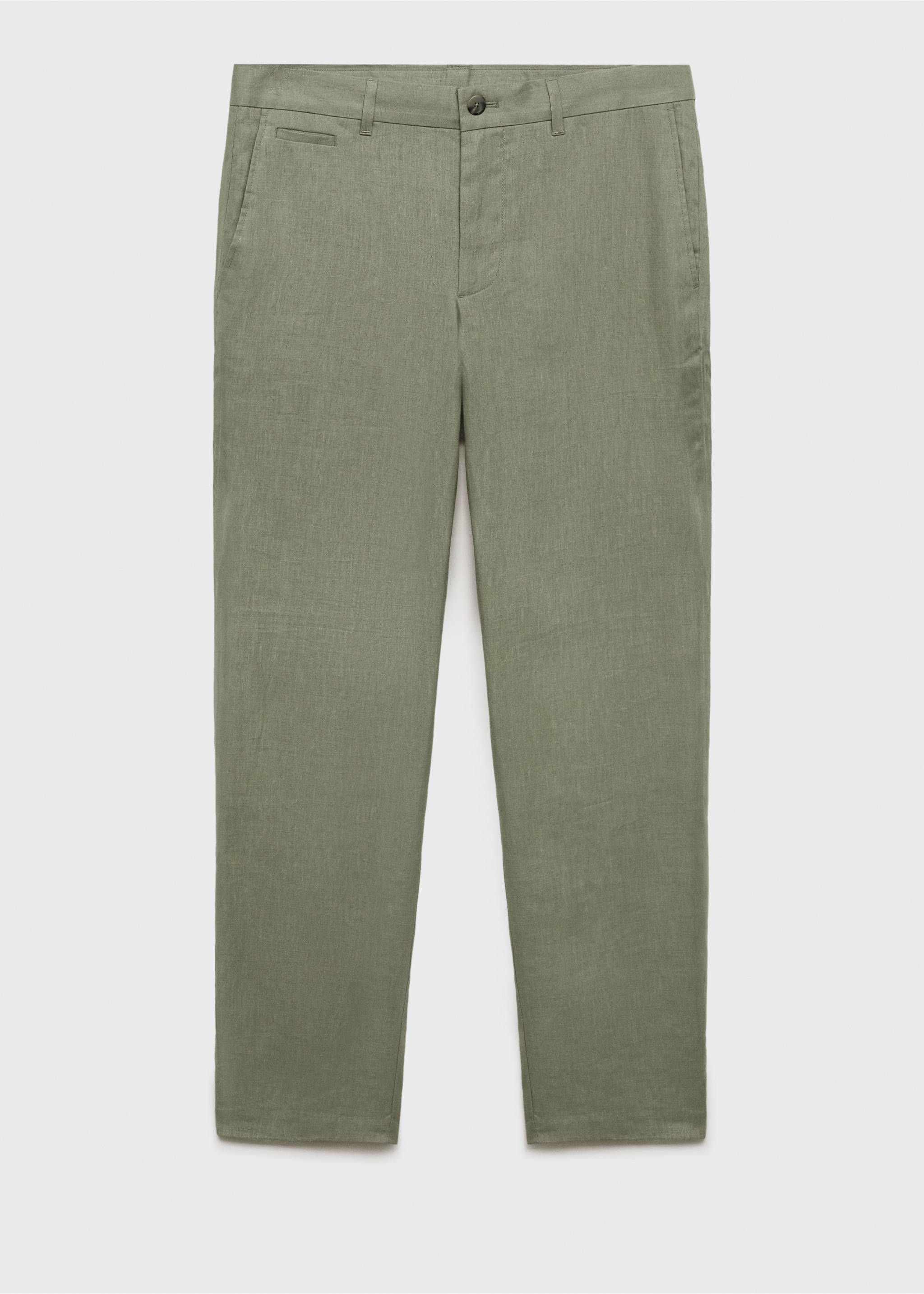Slim-fit 100% linen trousers - Article without model, Green. Ref: 17041143-00.