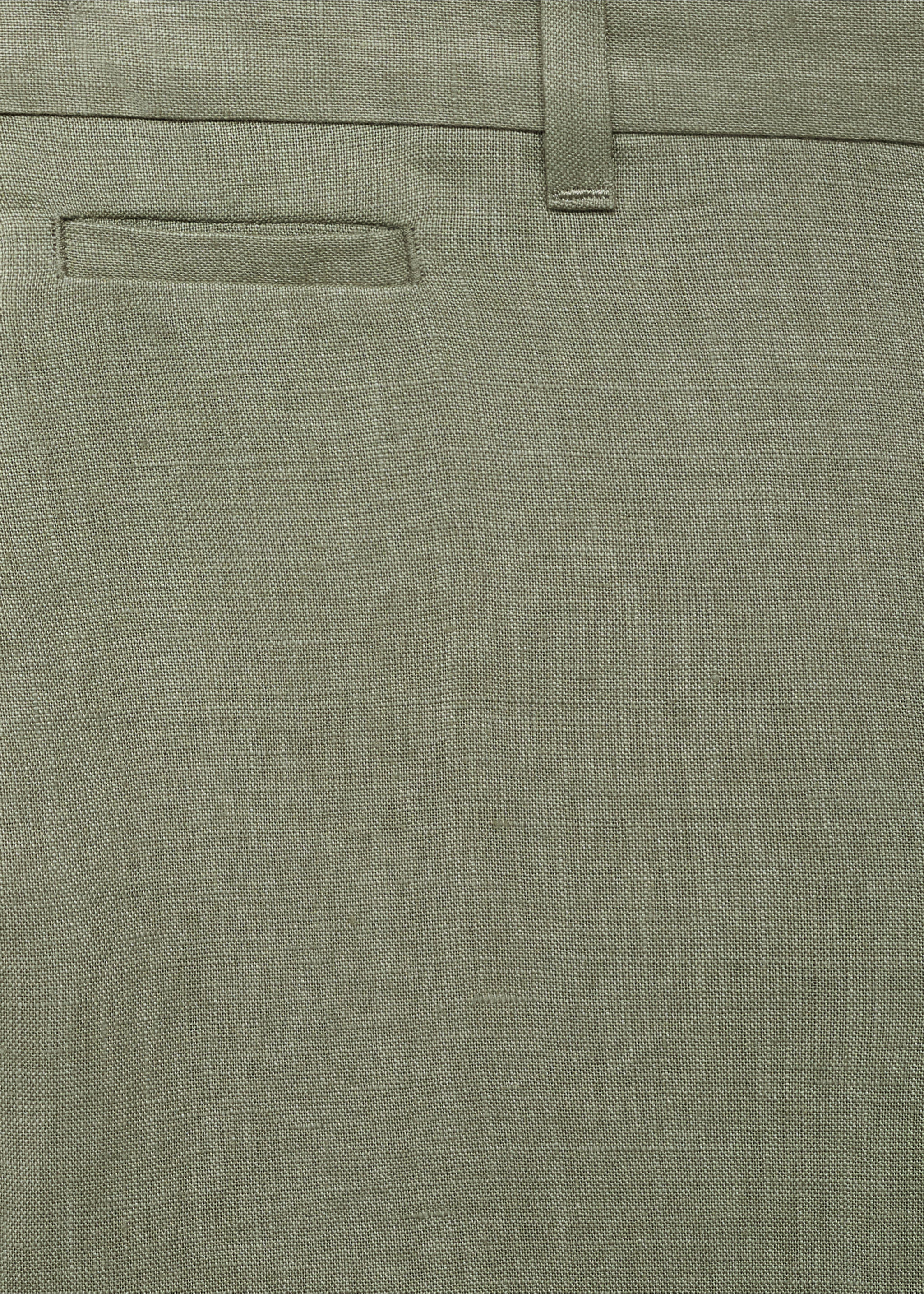 Slim-fit 100% linen trousers - Details of the article 8, Green. Ref: 17041143-00.