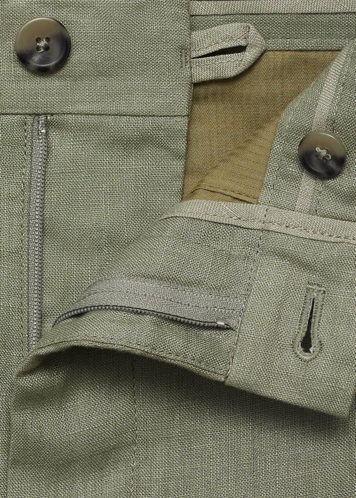 Slim-fit 100% linen trousers — Green