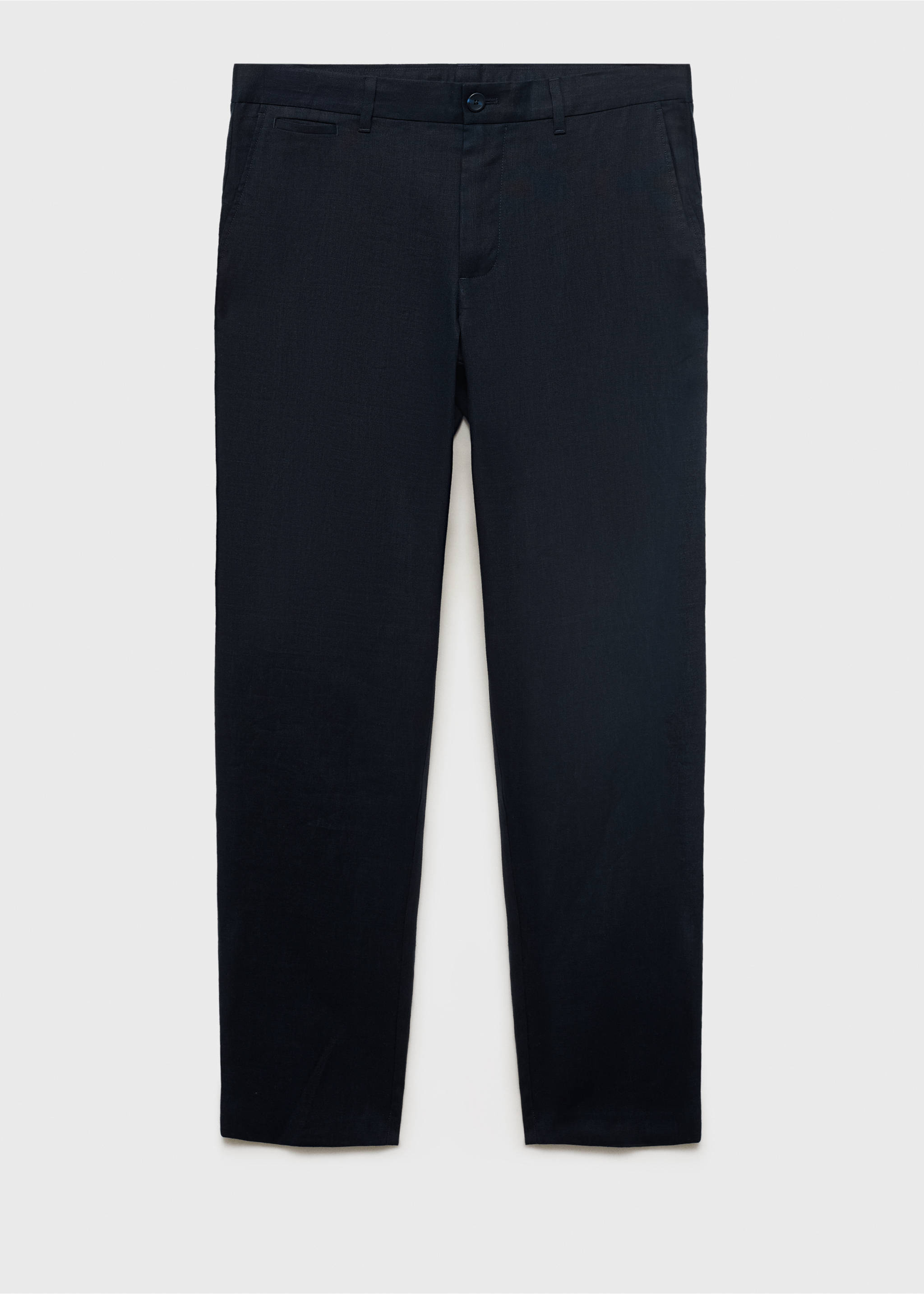 Slim-fit 100% linen trousers - Article without model, Dark Navy. Ref: 17041143-00.