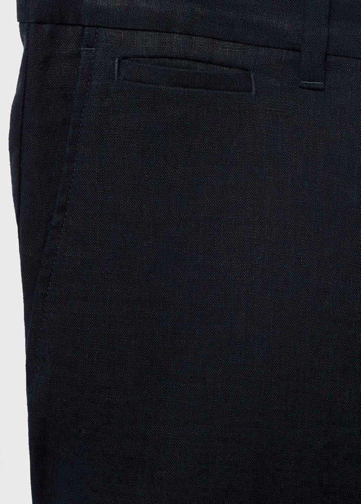 Slim-fit 100% linen trousers — Dark Navy