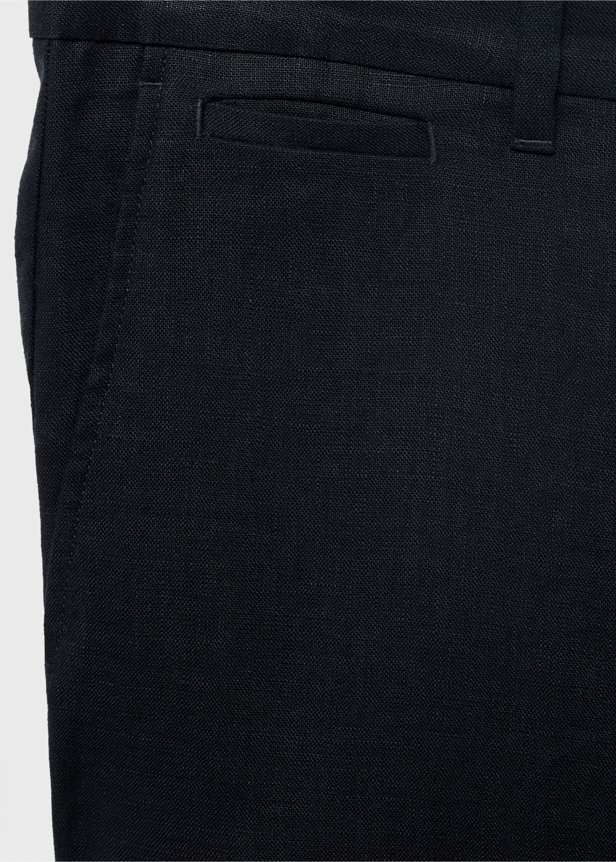 Slim-fit 100% linen trousers - Details of the article 8, Dark Navy. Ref: 17041143-00.