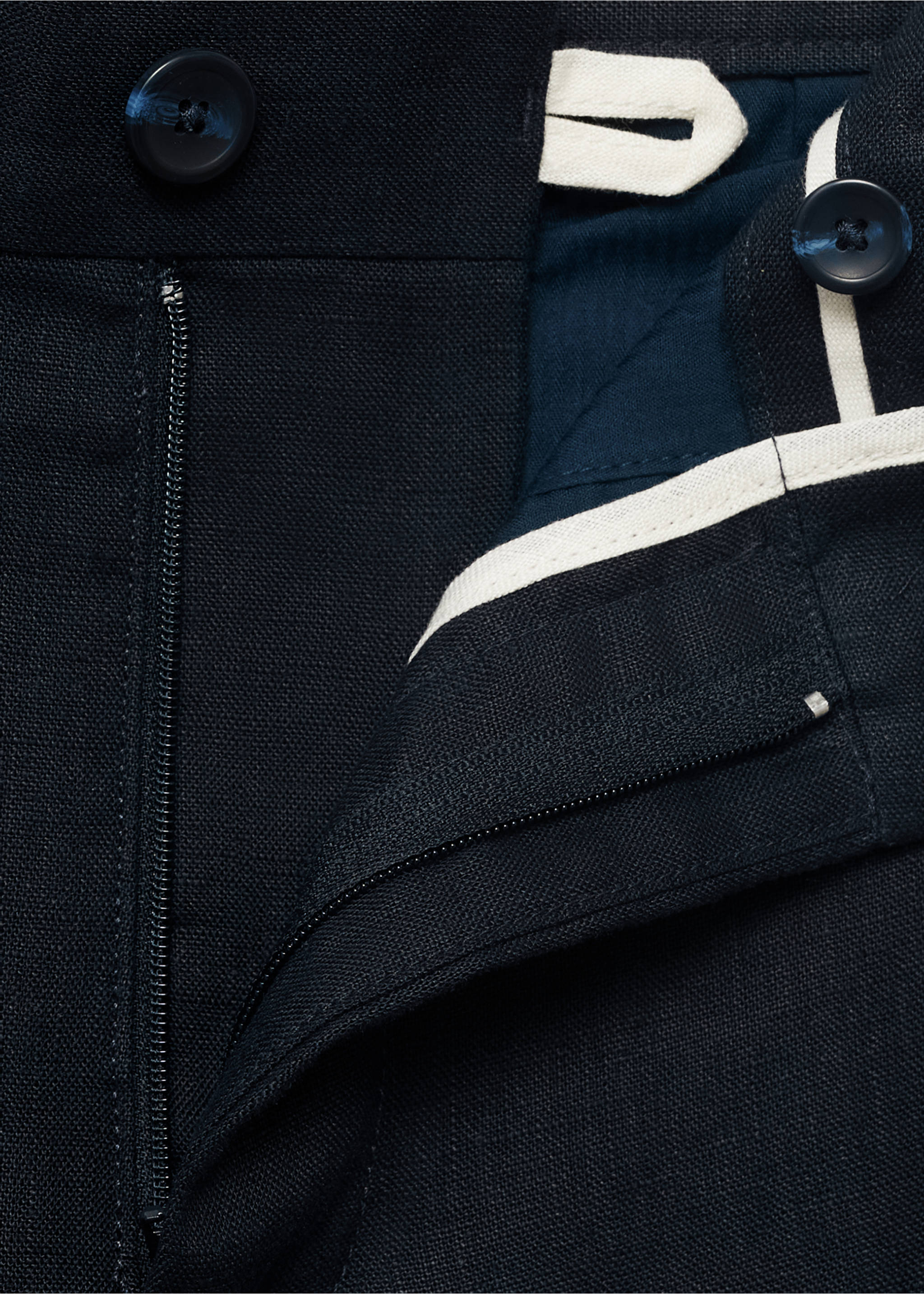 Slim-fit 100% linen trousers - Details of the article 0, Dark Navy. Ref: 17041143-00.