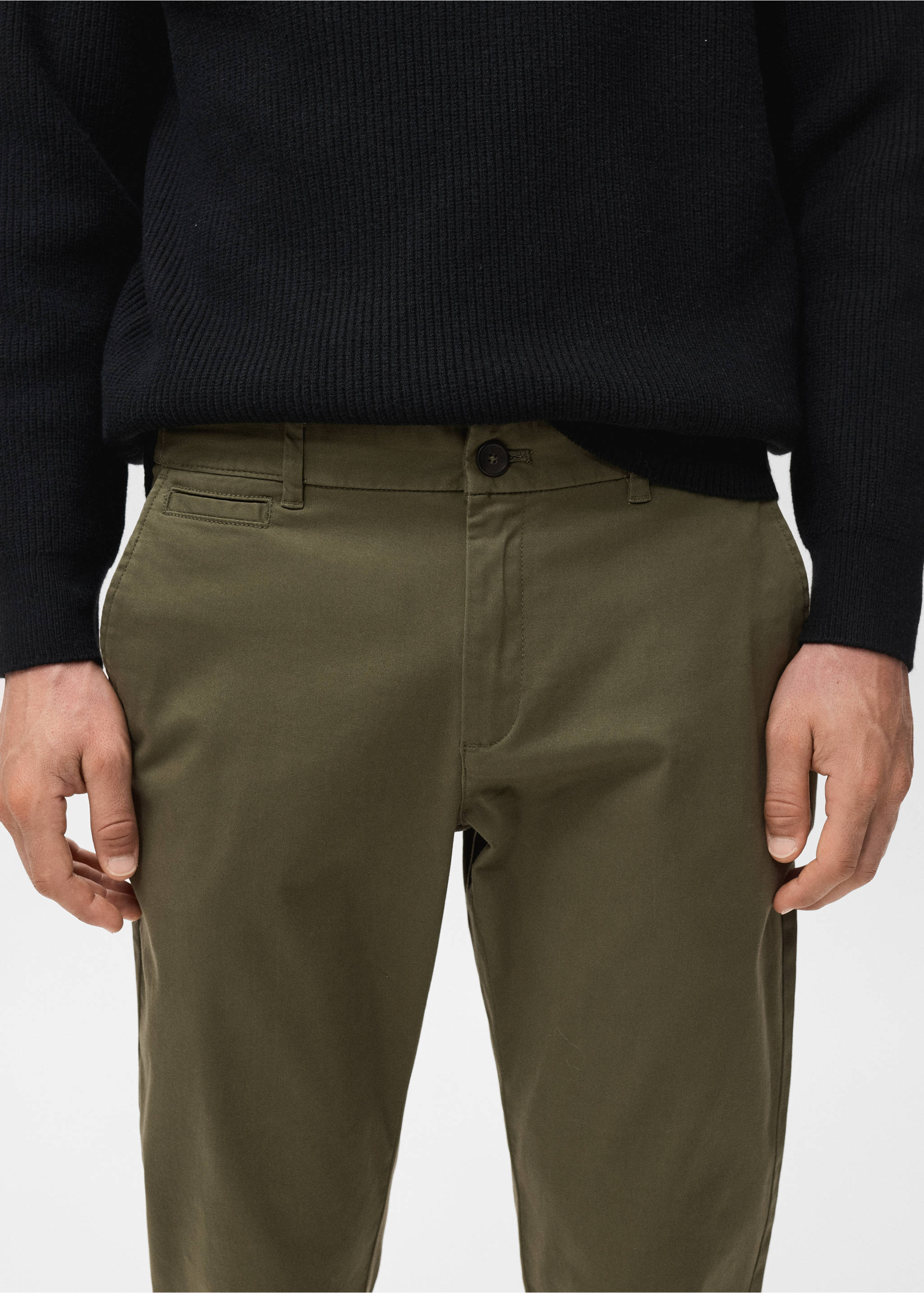 Pantalón Prato chino cropped tappered - Detalle del artículo 1, Khaki. Ref: 17041144-00.