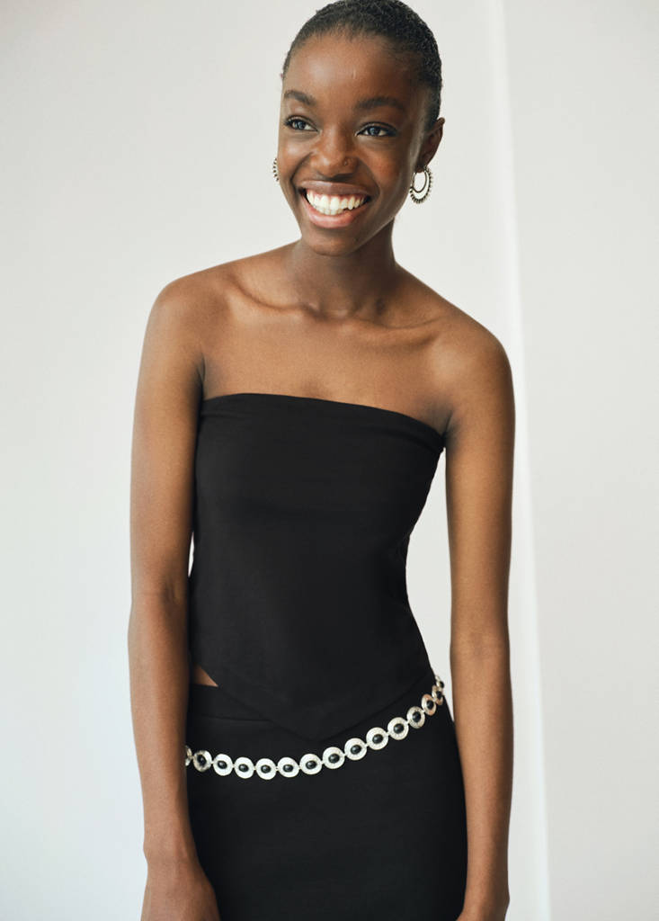 V-neck bandana top — Black