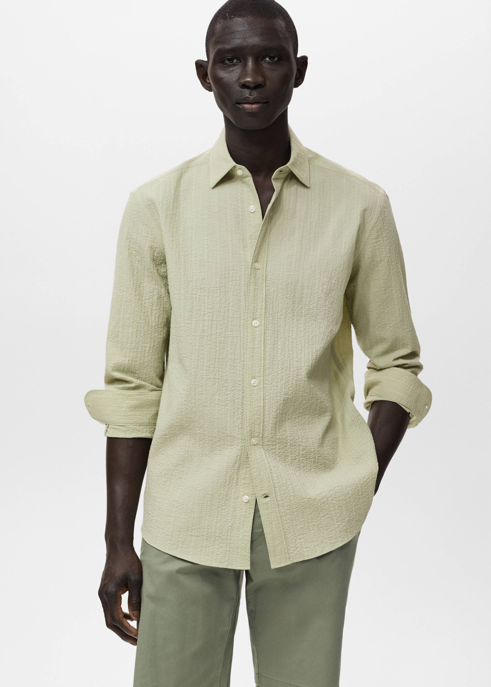 Regular-fit stripe-textured shirt - Medium plane