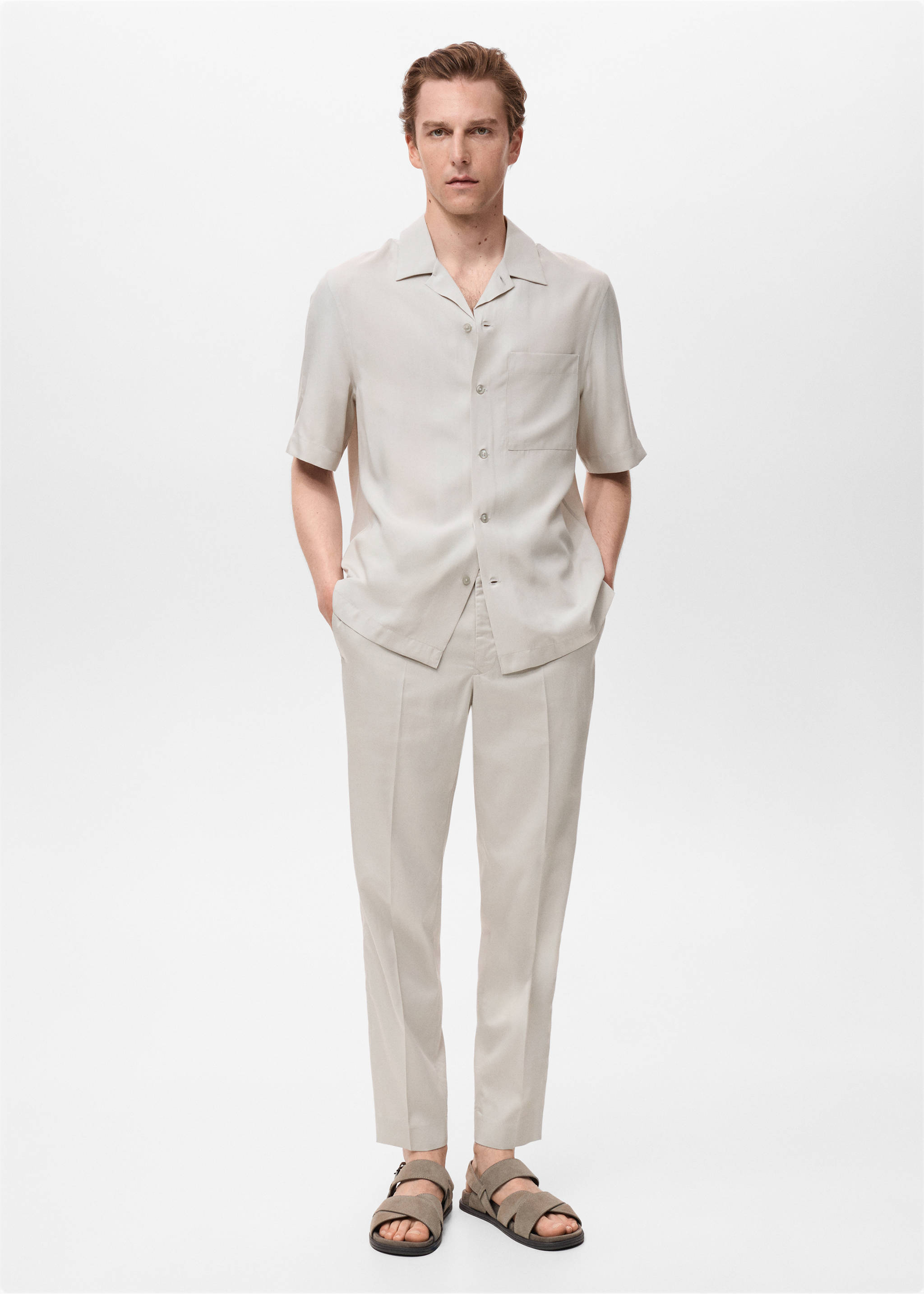Pantalon jogging coton Lyocell - Plan général, Gris glacé. Ref: 17041150-00.