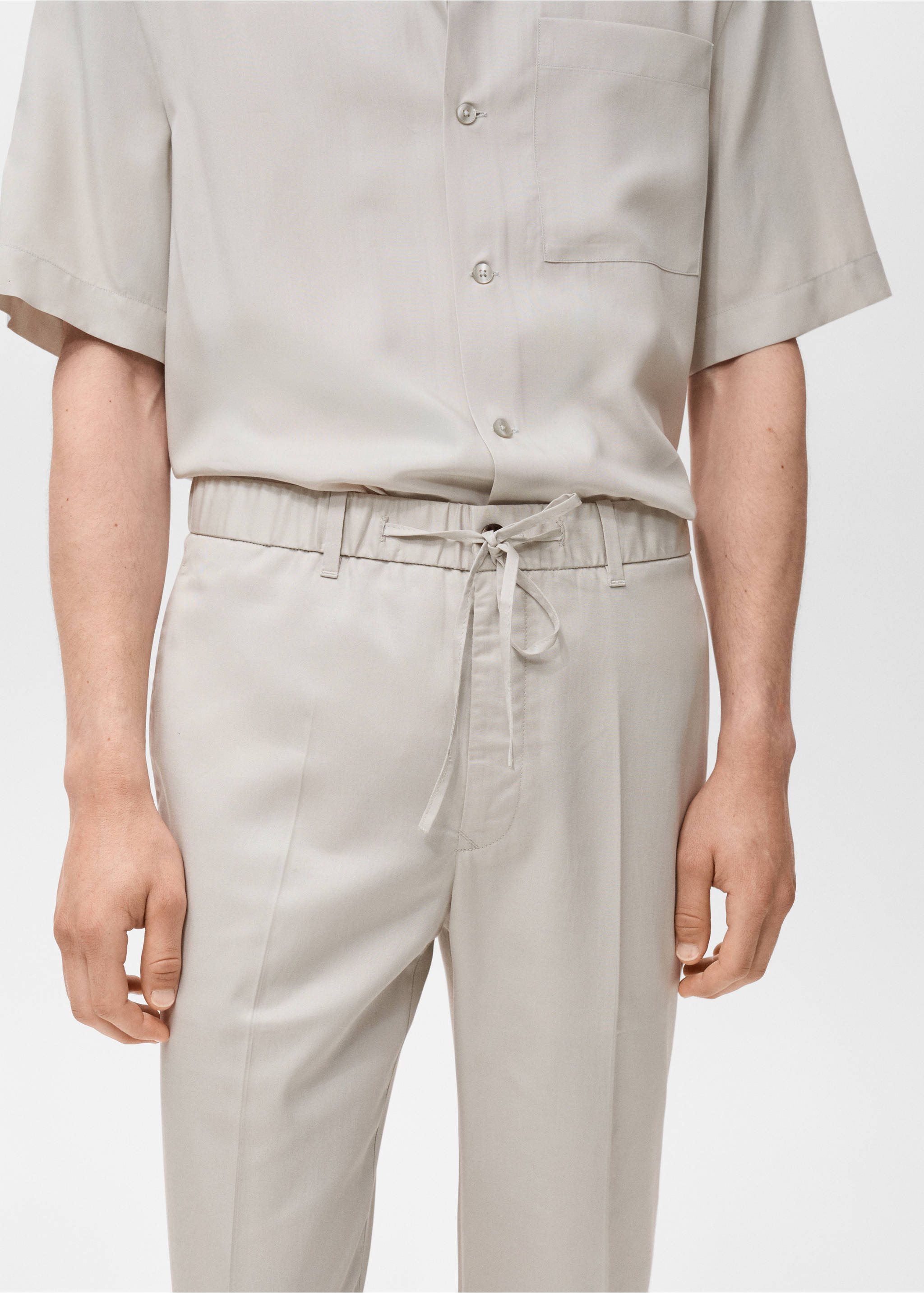Pantalon jogging coton Lyocell - Détail de l'article 1, Gris glacé. Ref: 17041150-00.