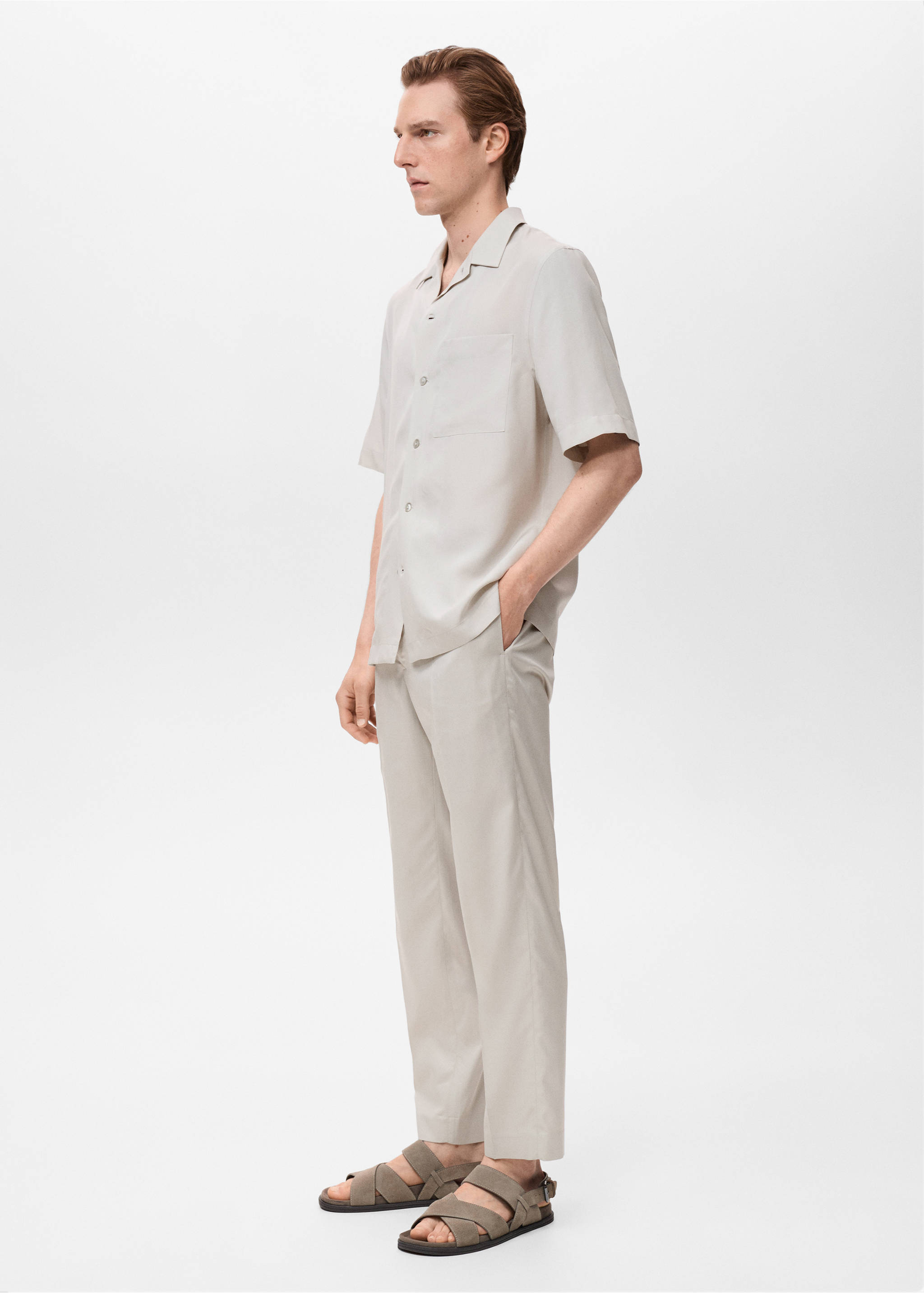 Pantalon jogging coton Lyocell - Détail de l'article 2, Gris glacé. Ref: 17041150-00.