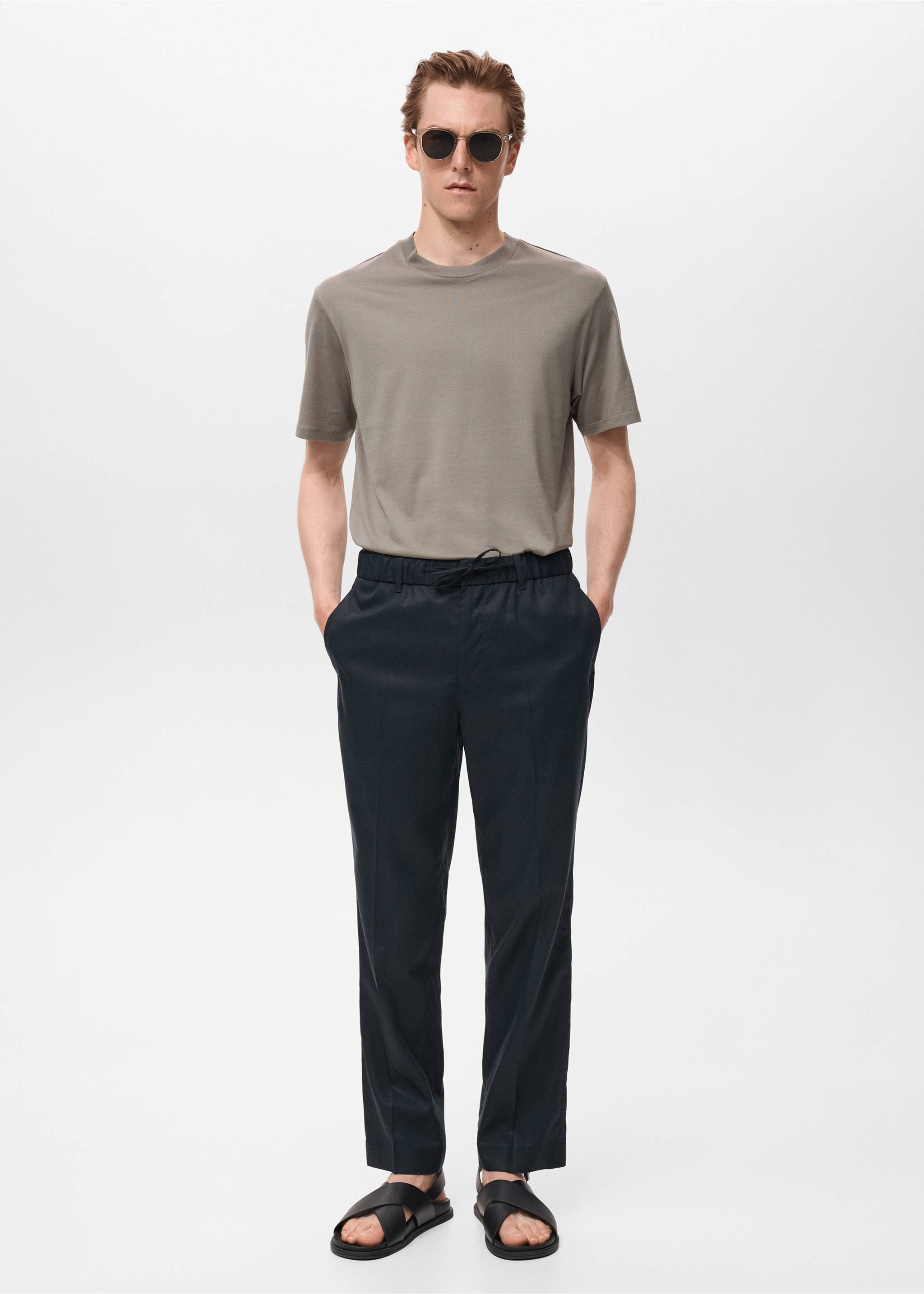 Pantalon jogging coton Lyocell - Plan général, Bleu marine. Ref: 17041150-00.