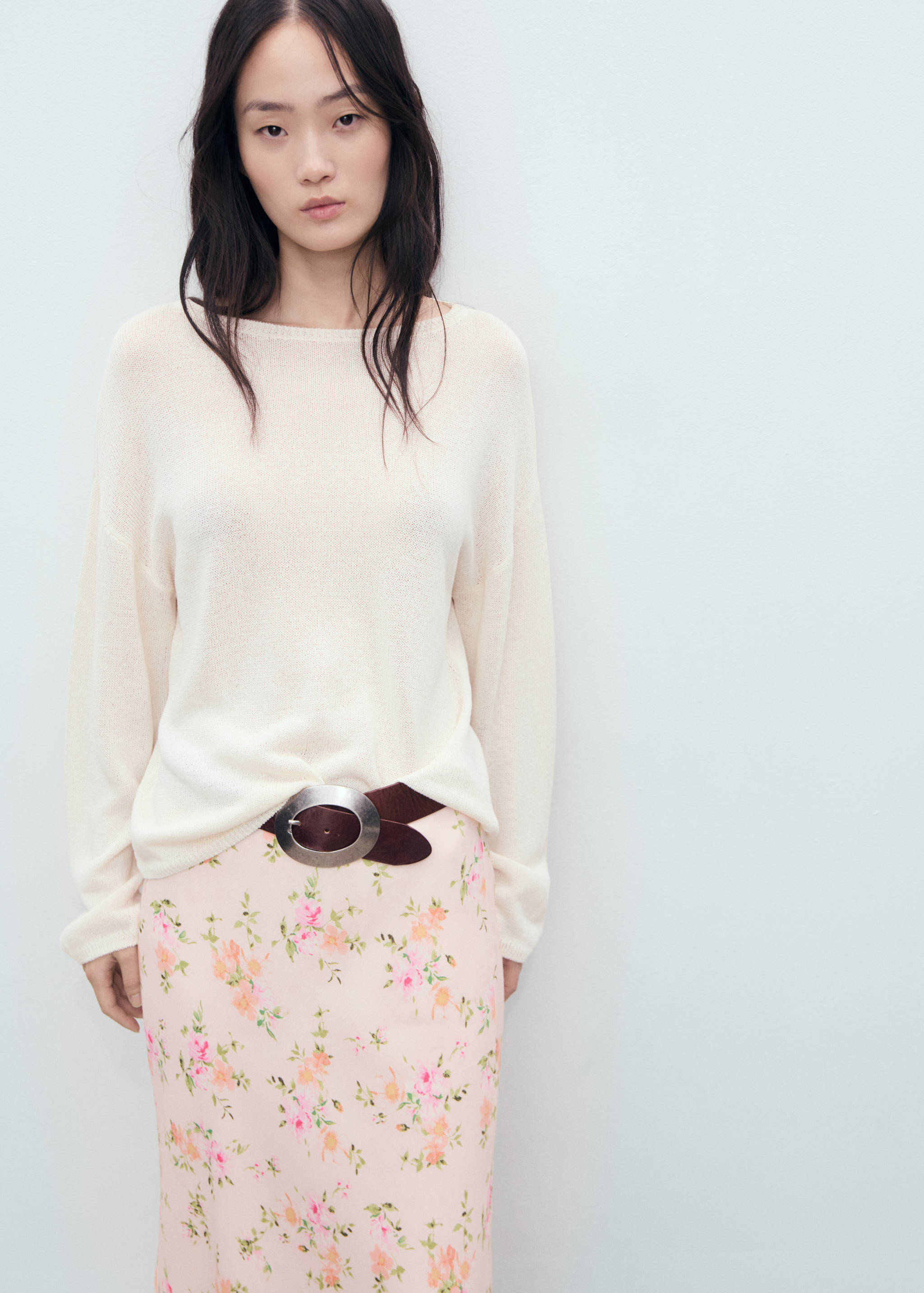 Jupe fleurie avec détail en dentelle - Détail de l'article 1