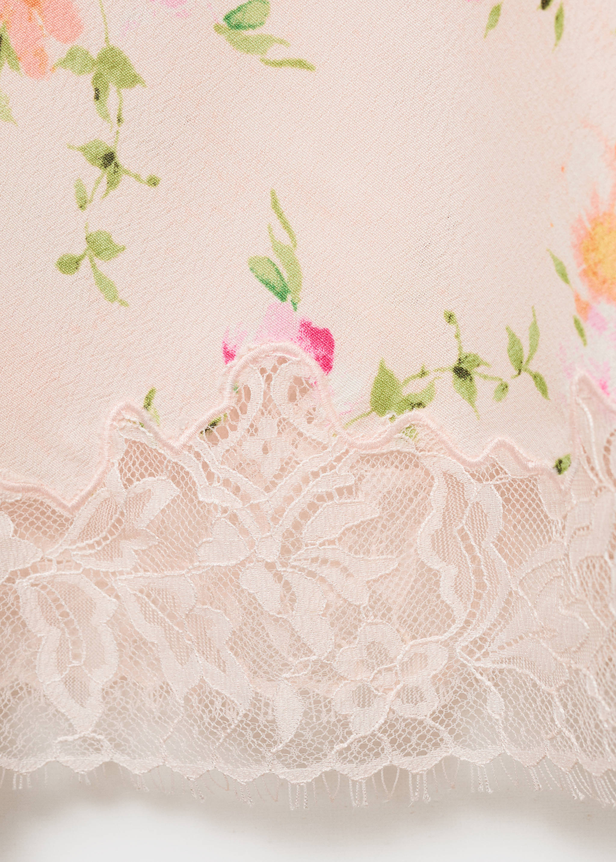 Jupe fleurie avec détail en dentelle - Détail de l'article 0