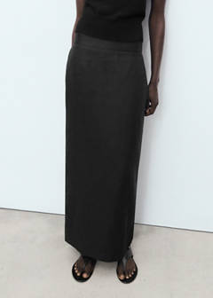Linen pencil skirt — Black 1