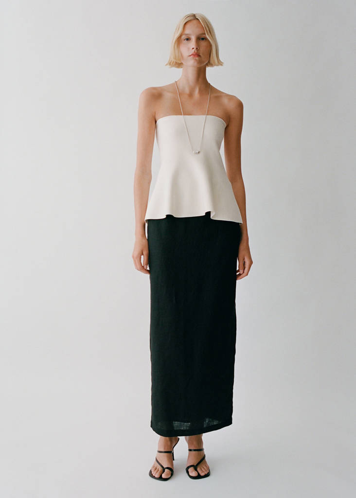 Linen pencil skirt — Black