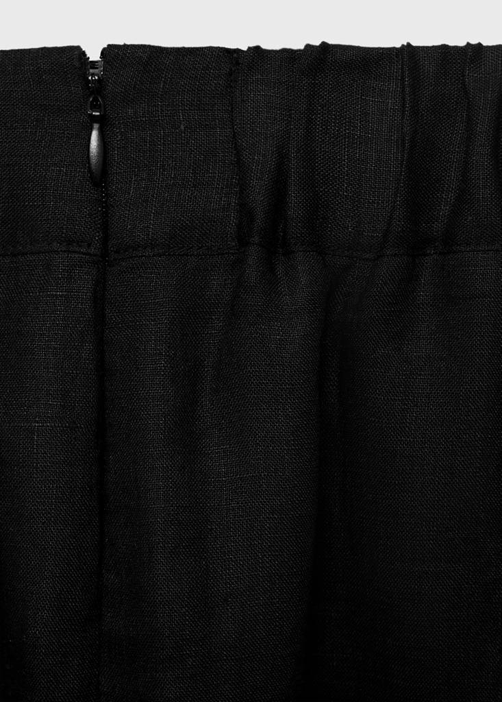 Linen pencil skirt — Black