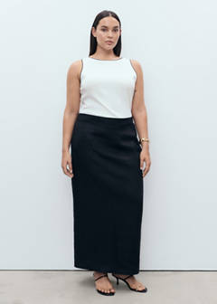 Linen pencil skirt — Black 6