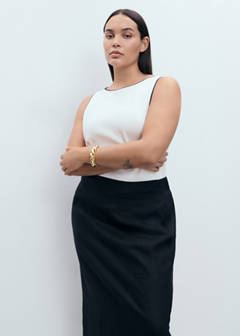 Linen pencil skirt — Black 8