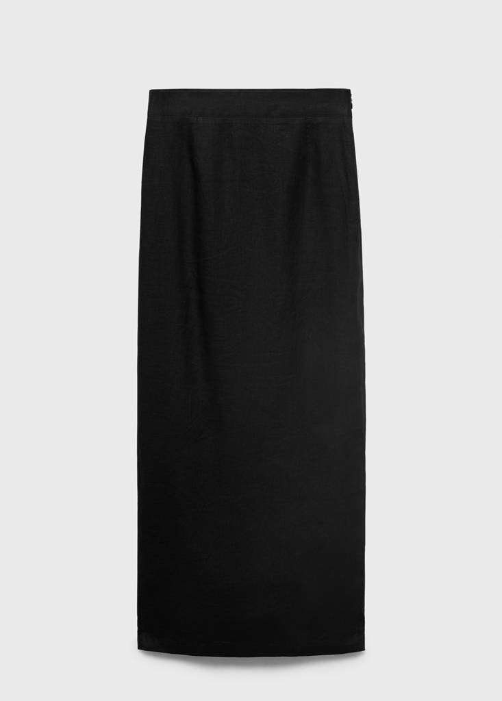 Linen pencil skirt — Black