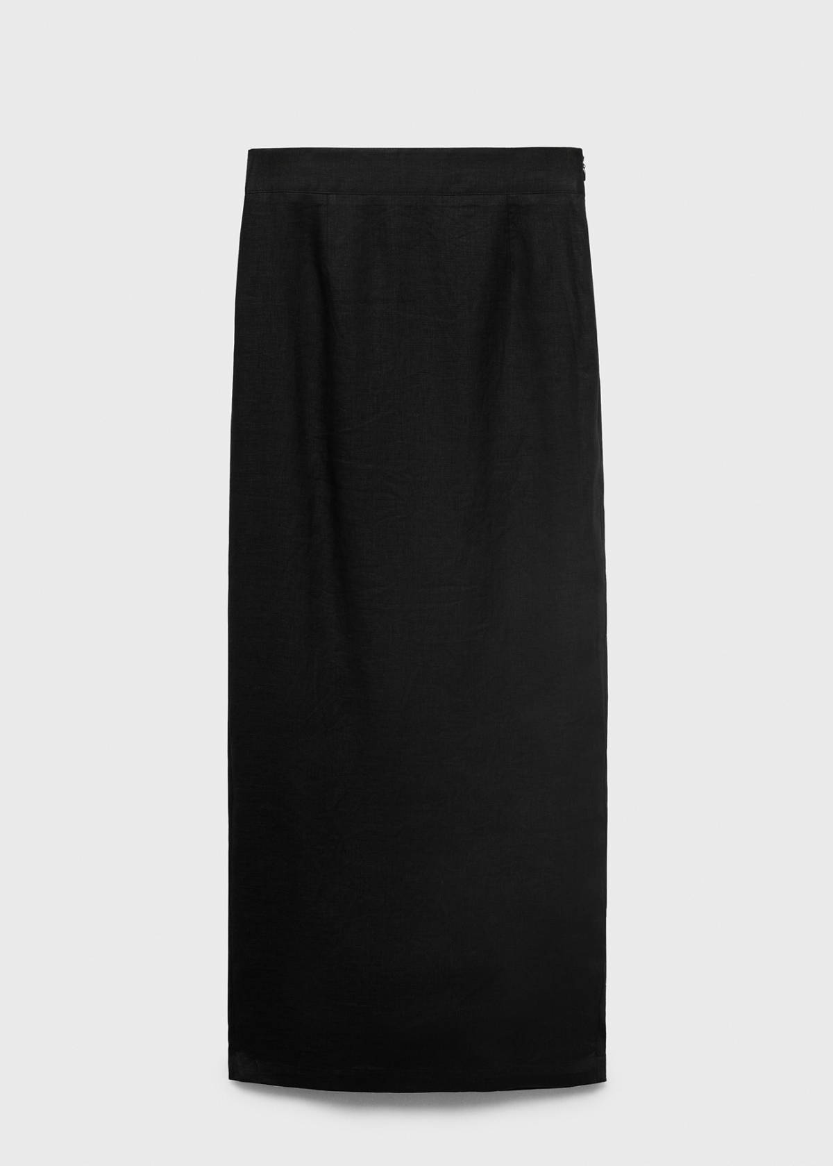 Linen pencil skirt — Black