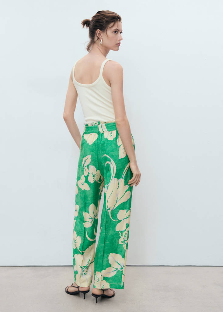 Printed trousers with belt — Green