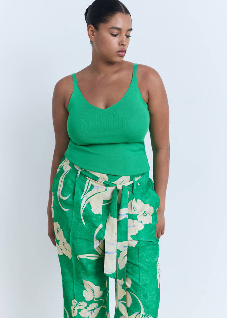 Printed trousers with belt — Green
