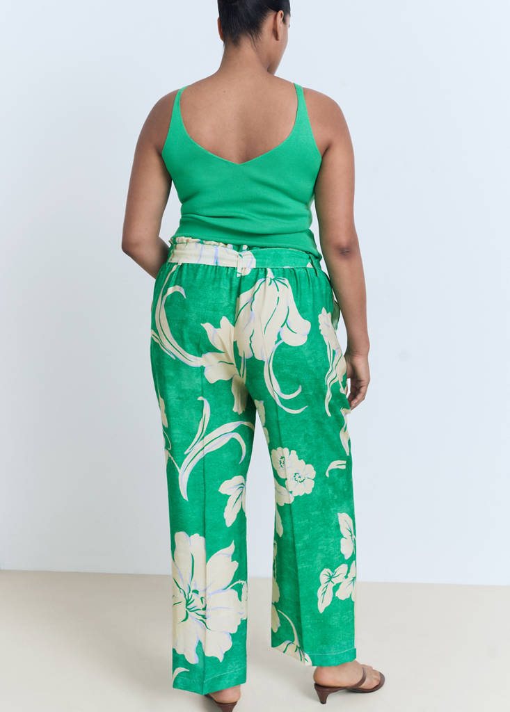 Printed trousers with belt — Green