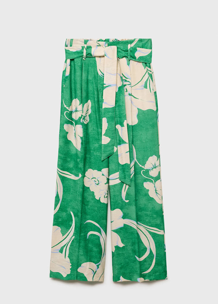 Printed trousers with belt — Green