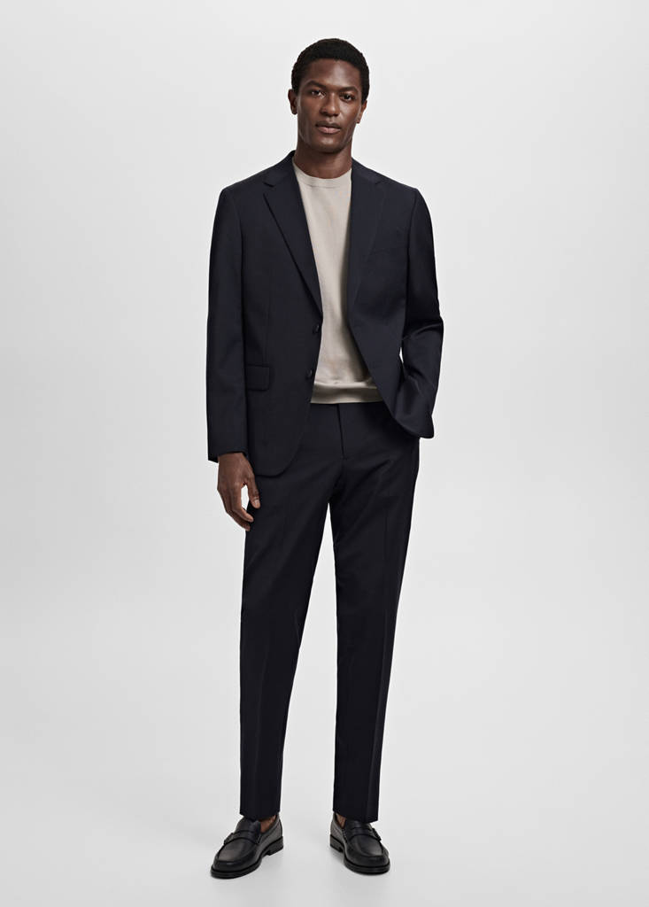 Turin 100% virgin wool suit jacket — Navy