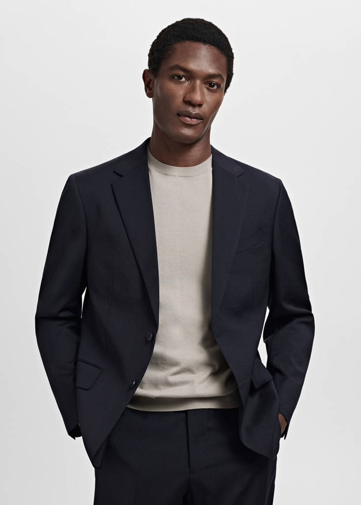 Turin 100% virgin wool suit jacket — Navy