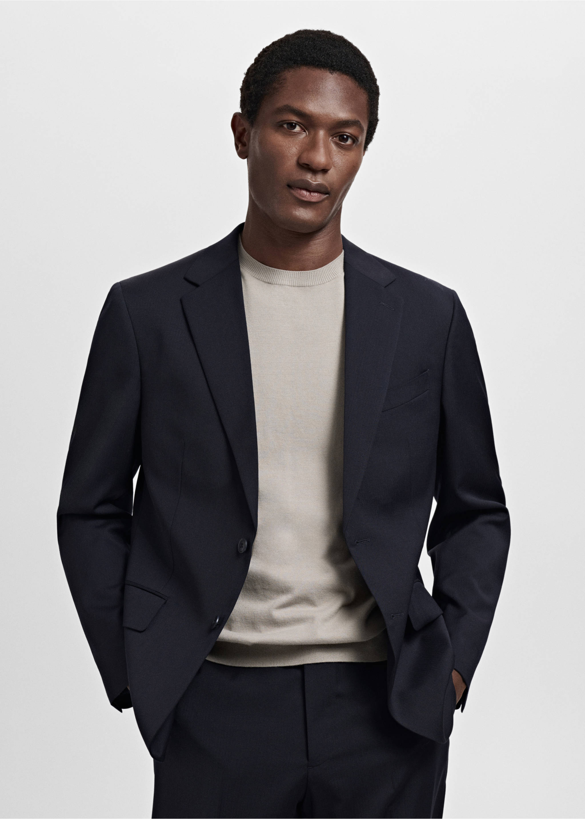 Turin 100% virgin wool suit blazer - Medium plane, Navy. Ref: 17041177-00.