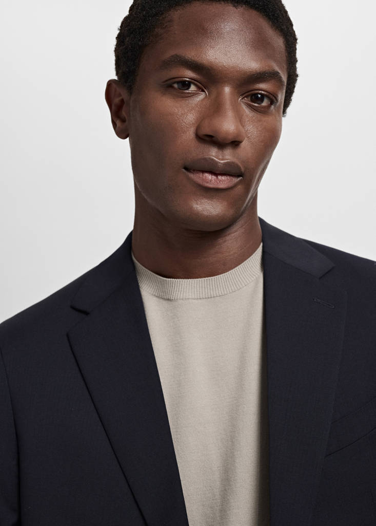 Turin 100% virgin wool suit jacket — Navy