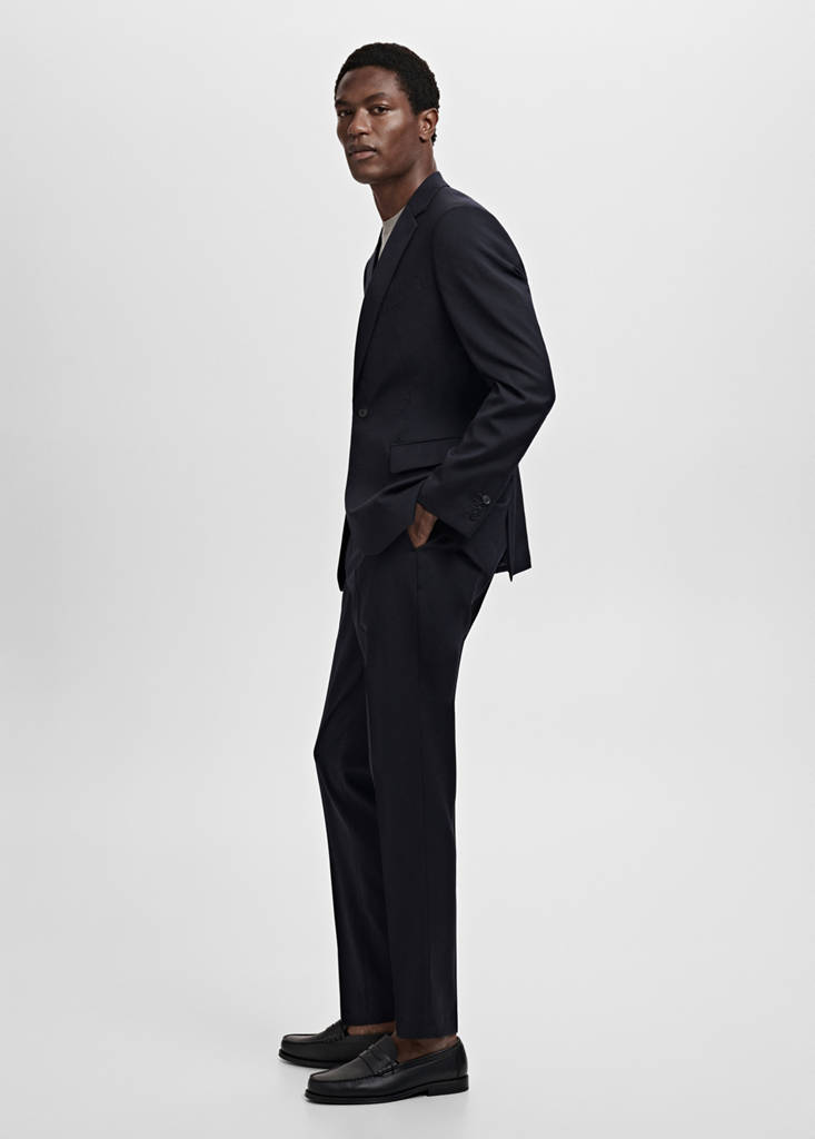 Turin 100% virgin wool suit jacket — Navy