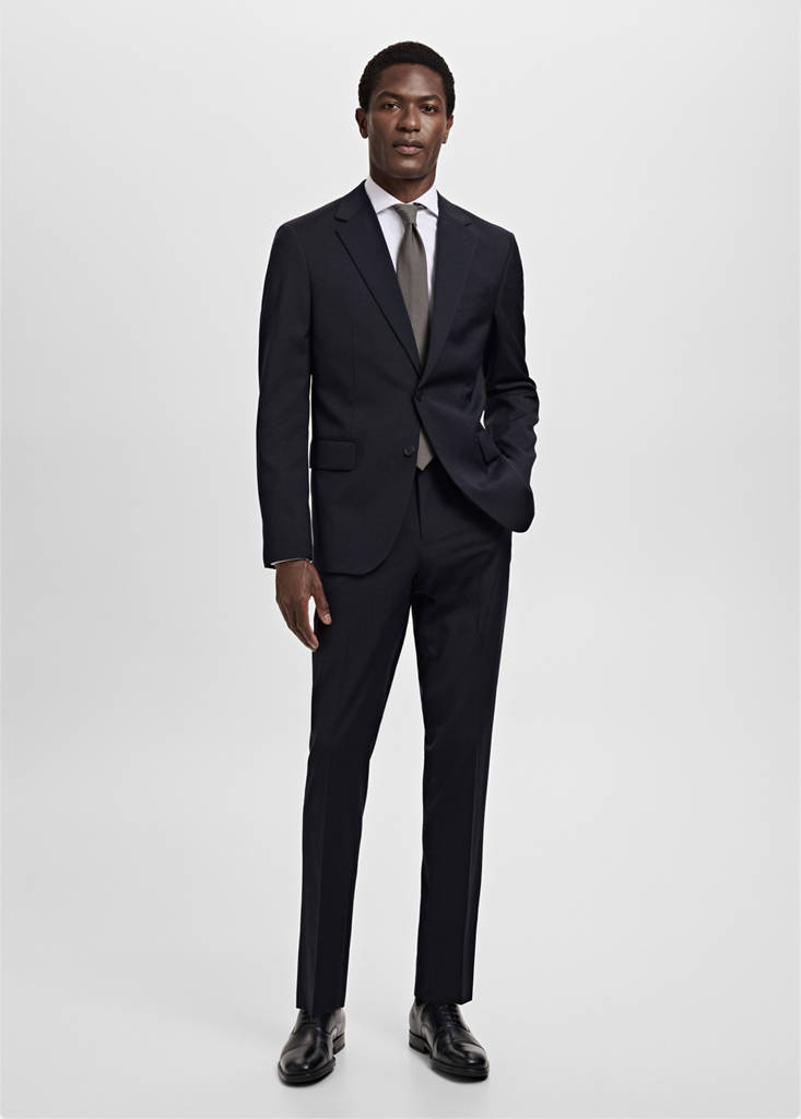 Turin 100% virgin wool suit jacket — Navy