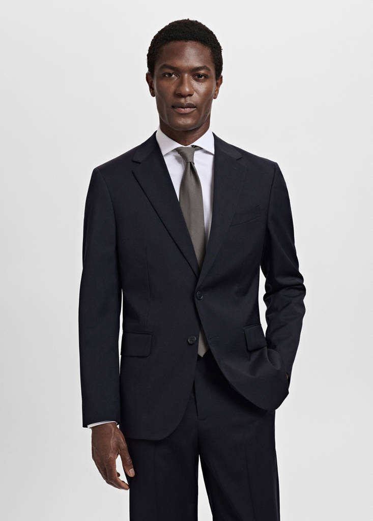 Turin 100% virgin wool suit jacket — Navy