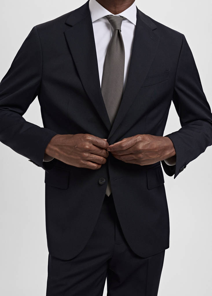 Turin 100% virgin wool suit jacket — Navy