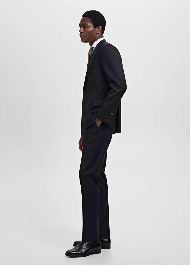 Turin 100% virgin wool suit jacket — Navy